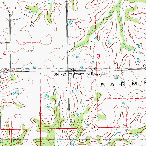 Topographic Map of Farmers Ridge Church, IL