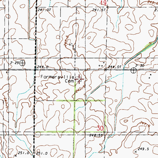 Topographic Map of Farmersville Cemetery, IL