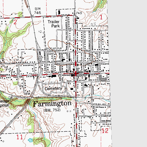 Topographic Map of Farmington, IL