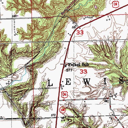 Topographic Map of Felkel School (historical), IL