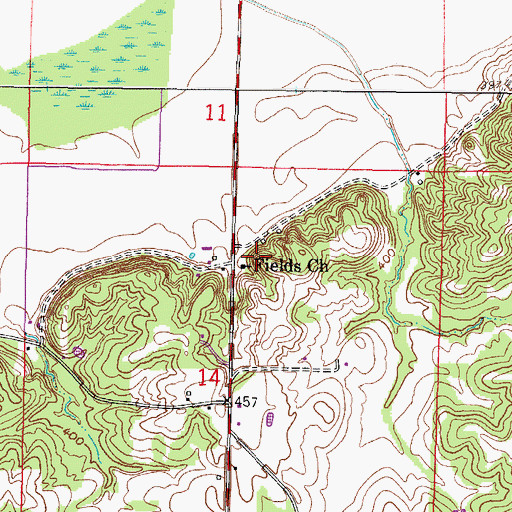 Topographic Map of Fields Church, IL