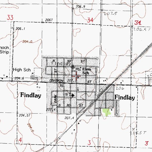 Topographic Map of Findlay, IL