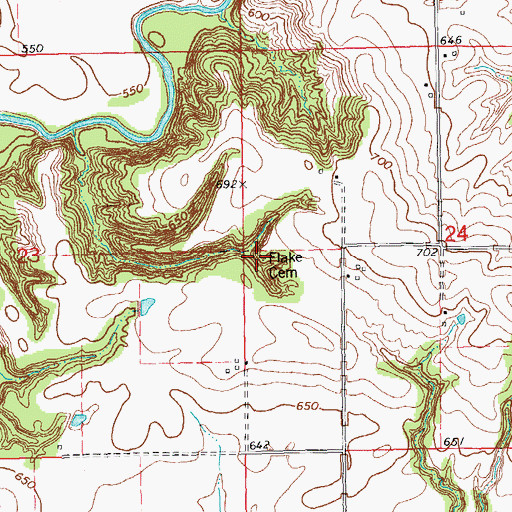Topographic Map of Flake Cemetery, IL