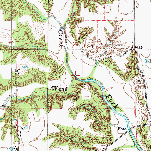 Topographic Map of Flemington Creek, IL