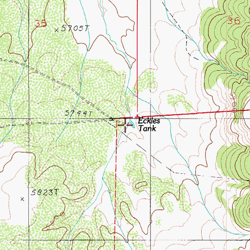Topographic Map of Eckles Tank, AZ