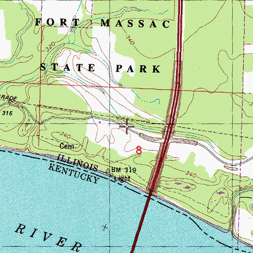 Topographic Map of Fort Massac State Park, IL