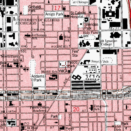 Topographic Map of Fosco Playground, IL