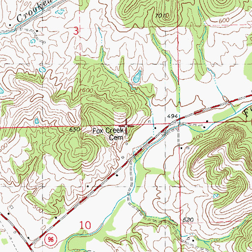 Topographic Map of Fox Creek Cemetery, IL
