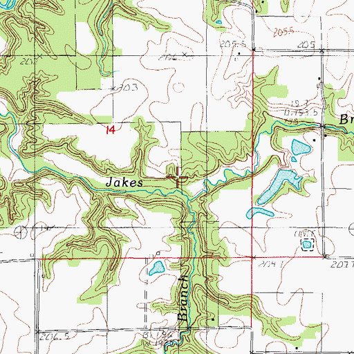 Topographic Map of Franklin Branch, IL