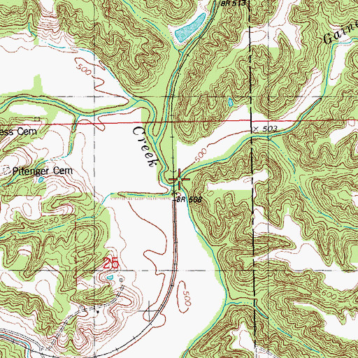 Topographic Map of Gaines Branch, IL