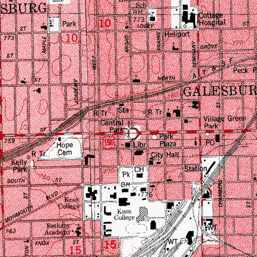 Topographic Map of Galesburg, IL
