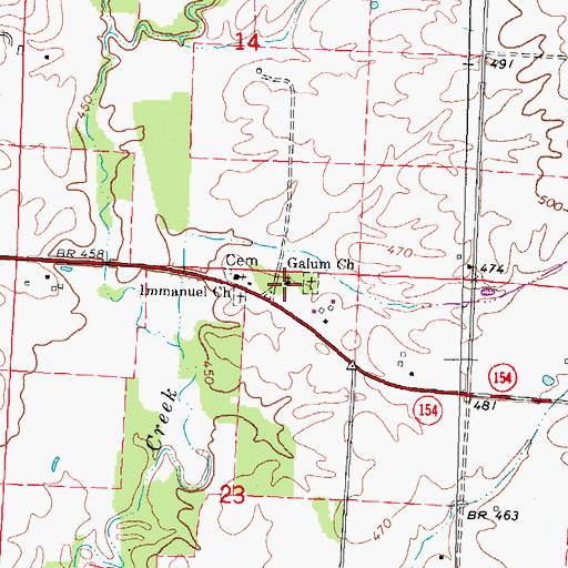 Topographic Map of Galum Church, IL