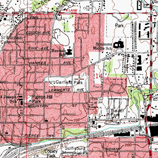 Topographic Map of Garfield Park, IL
