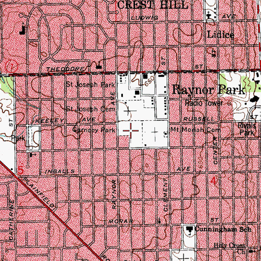 Topographic Map of Garnsey Park, IL