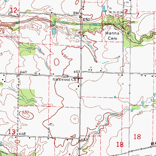 Topographic Map of Glenwood Church, IL