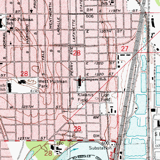 Topographic Map of Gompers Elementary School, IL