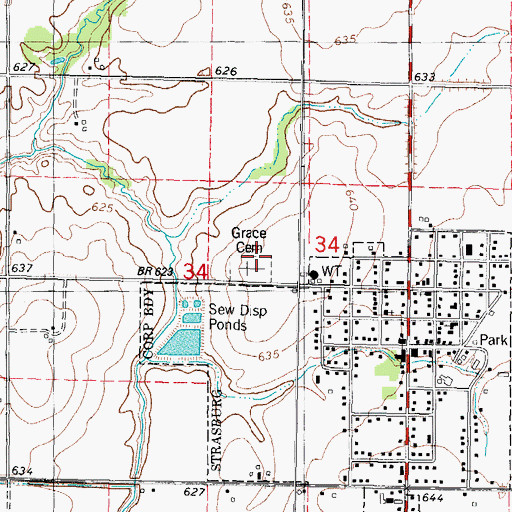 Topographic Map of Grace Cemetery, IL