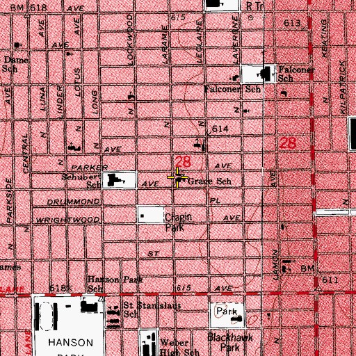 Topographic Map of Grace School, IL