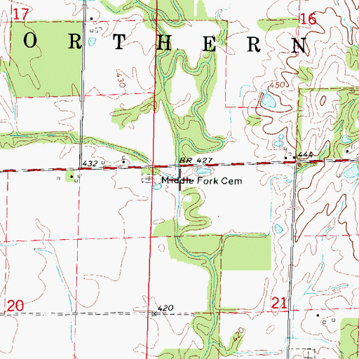 Topographic Map of Granny Creek, IL