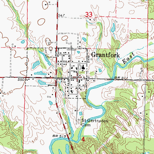 Topographic Map of Grantfork, IL