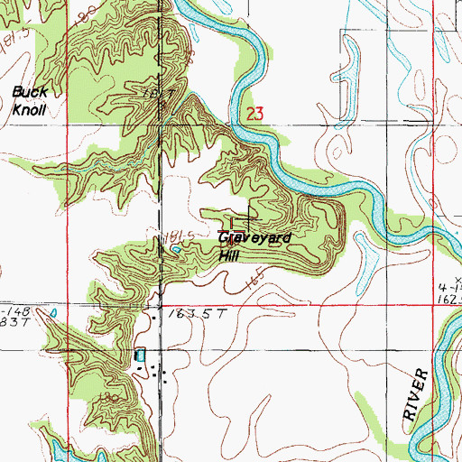Topographic Map of Graveyard Hill, IL