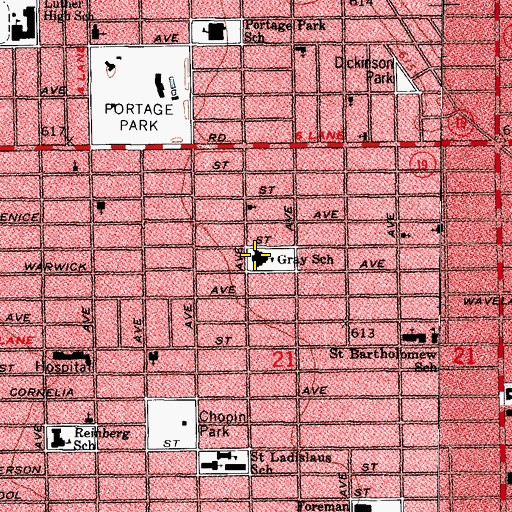 Topographic Map of Gray Elementary School, IL