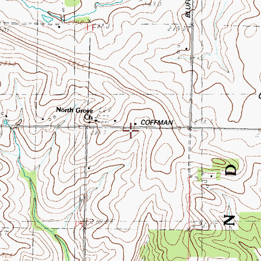 Topographic Map of Green Prairie School (historical), IL