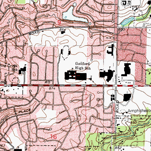 Topographic Map of Guilford High School, IL