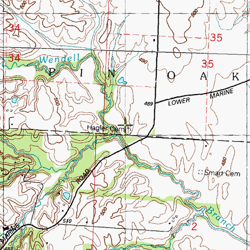Topographic Map of Hagler Cemetery, IL