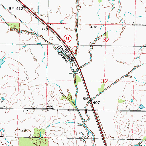 Topographic Map of Halltown Creek, IL