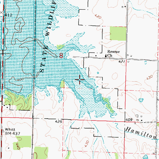 Topographic Map of Hamilton Branch, IL