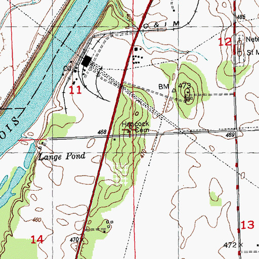 Topographic Map of Hancock - Pioneer Cemetery, IL