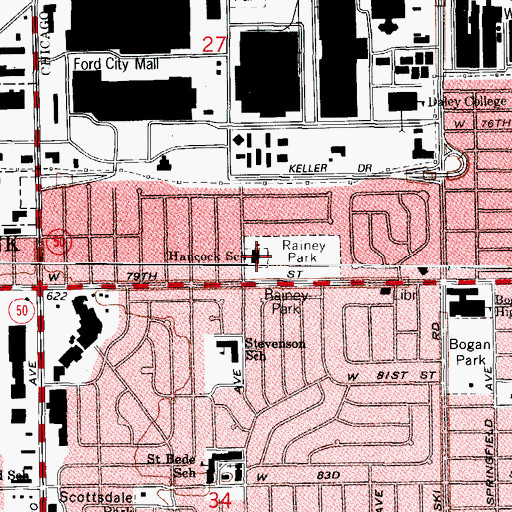 Topographic Map of John Hancock School, IL