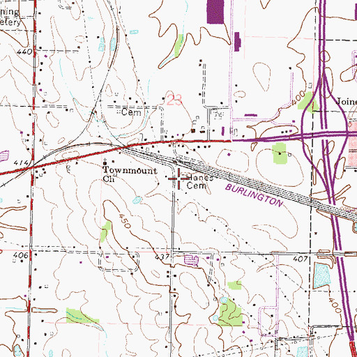 Topographic Map of Hanes Cemetery, IL