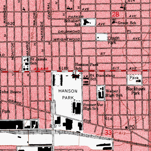 Topographic Map of Hanson Park Elementary School, IL