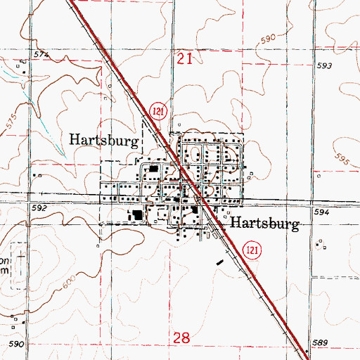 Topographic Map of Hartsburg, IL