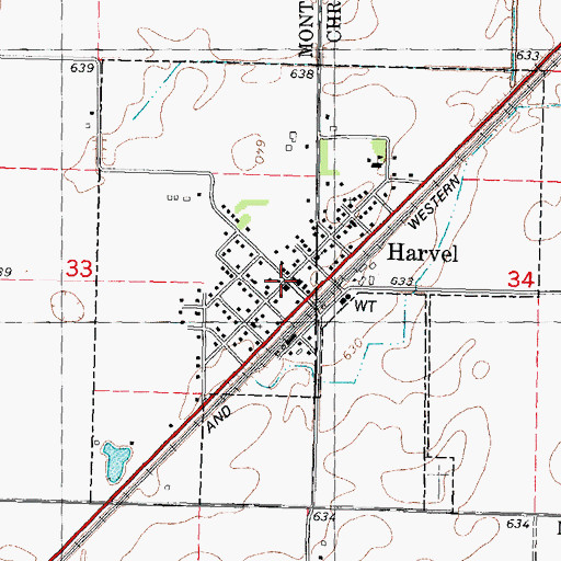 Topographic Map of Harvel, IL