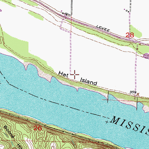 Topographic Map of Hat Island, IL