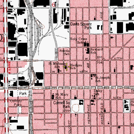 Topographic Map of Hedges Elementary School, IL