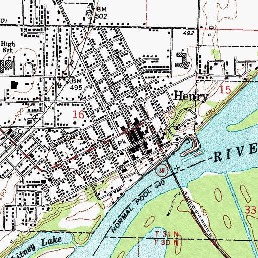 Topographic Map of Henry, IL