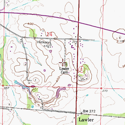 Topographic Map of Hickory Hill Church, IL