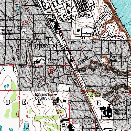 Topographic Map of Highwood, IL