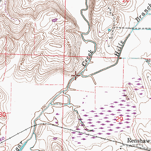Topographic Map of Hills Branch, IL