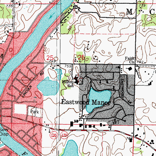 Topographic Map of Hilltop Elementary School, IL