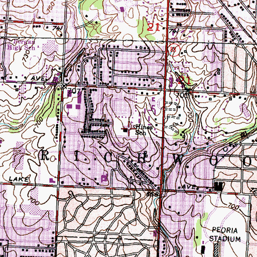 Topographic Map of Hines Primary School, IL