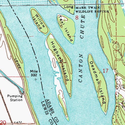 Topographic Map of Hogback Island, IL