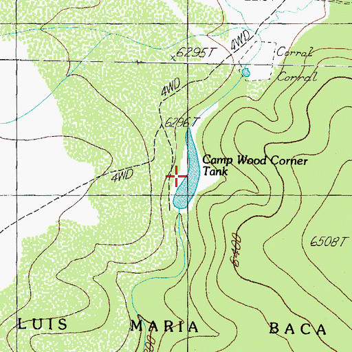 Topographic Map of Camp Wood Corner Tank, AZ