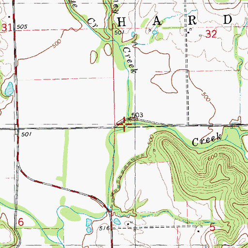 Topographic Map of Honey Creek, IL