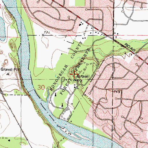 Topographic Map of Hononegah County Forest Preserve, IL