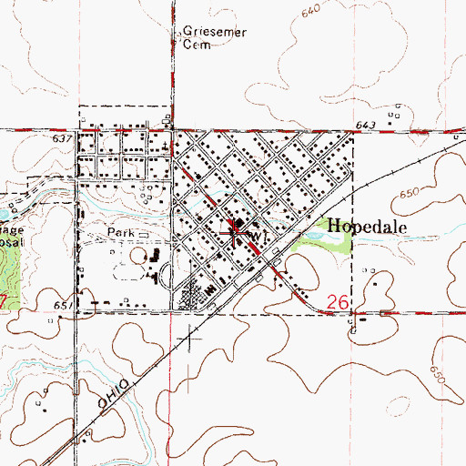 Topographic Map of Hopedale, IL